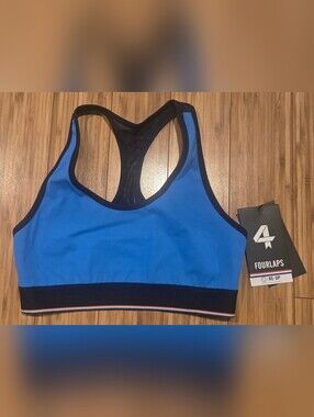 NWT 4 Fourlaps Blue Racerback Sports Bra